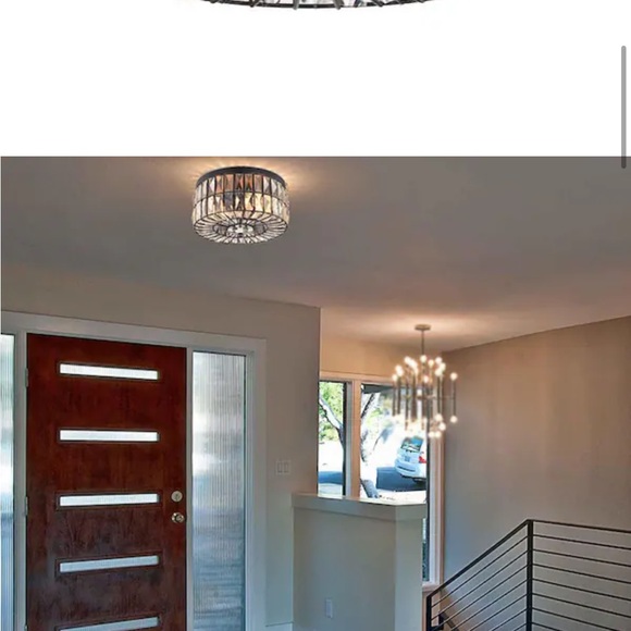 COPY - 11.75 in. 2-Light Black Ceiling Flush Mount Light with Crystal Glass - Picture 10 of 10